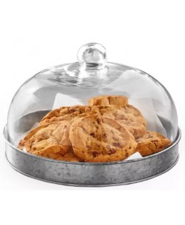 Glass Domed Serving Plate for Confectionery and Baked Goods
